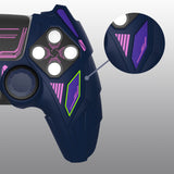 PlayVital Mecha Rhino Silicone Cover for PS5 Controller with Thumb Grips & Stickers, Anti-Slip Controller Grip Skin Accessories Compatible with PS5 Charging Station - Midnight Blue & Purple - HZAPFP005