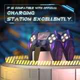 PlayVital Mecha Rhino Silicone Cover for PS5 Controller with Thumb Grips & Stickers, Anti-Slip Controller Grip Skin Accessories Compatible with PS5 Charging Station - Midnight Blue & Purple - HZAPFP005