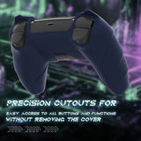 PlayVital Mecha Rhino Silicone Cover for PS5 Controller with Thumb Grips & Stickers, Anti-Slip Controller Grip Skin Accessories Compatible with PS5 Charging Station - Midnight Blue & Purple - HZAPFP005
