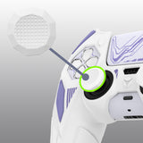 PlayVital Mecha Rhino Silicone Cover for PS5 Controller with Thumb Grips & Stickers, Anti-Slip Controller Grip Skin Accessories Compatible with PS5 Charging Station - White & Light Violet - HZAPFP003