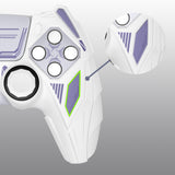 PlayVital Mecha Rhino Silicone Cover for PS5 Controller with Thumb Grips & Stickers, Anti-Slip Controller Grip Skin Accessories Compatible with PS5 Charging Station - White & Light Violet - HZAPFP003