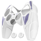PlayVital Mecha Rhino Silicone Cover for PS5 Controller with Thumb Grips & Stickers, Anti-Slip Controller Grip Skin Accessories Compatible with PS5 Charging Station - White & Light Violet - HZAPFP003
