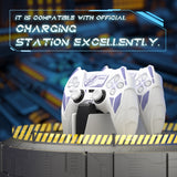 PlayVital Mecha Rhino Silicone Cover for PS5 Controller with Thumb Grips & Stickers, Anti-Slip Controller Grip Skin Accessories Compatible with PS5 Charging Station - White & Light Violet - HZAPFP003