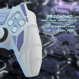 PlayVital Mecha Rhino Silicone Cover for PS5 Controller with Thumb Grips & Stickers, Anti-Slip Controller Grip Skin Accessories Compatible with PS5 Charging Station - White & Light Violet - HZAPFP003