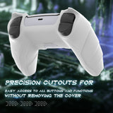 PlayVital Mecha Rhino Silicone Cover for PS5 Controller with Thumb Grips & Stickers, Anti-Slip Controller Grip Skin Accessories Compatible with PS5 Charging Station - White & Light Violet - HZAPFP003