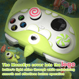 PlayVital MonoEye Monster Cute Silicone Cover for Xbox Series X/S Controller, Includes Joystick Caps and Stickers for Xbox Core Controller Anti-Slip Grip Case - Green - GTTX3P003