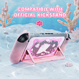 PlayVital Ocean Whisper Series Protective Case for Nintendo Switch 2, Kawaii  Dockable Hard Shell Case + Silicone Grips for Switch 2 with Thumb Grips & Sticker, Shockproof Protection Cover - Peach Pink - YPLNTP002