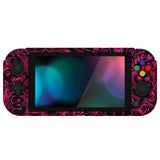 PlayVital ZealProtect Protective Case for Nintendo Switch Lite, Hard Shell Ergonomic Grip Cover for Switch Lite w/Screen Protector & Thumb Grip Caps & Button Caps - VV & Bright Pink - PSLYR017