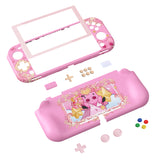 PlayVital ZealProtect Protective Case for Nintendo Switch Lite, Hard Shell Ergonomic Grip Cover for Switch Lite w/Screen Protector & Thumb Grip Caps & Button Caps - PP & Pink - PSLYR018