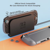 PlayVital PURE Protective Case for Nintendo Switch 2 - Dockable Shockproof TPU Cover with 4 Thumb Grips | Ergonomic Grip Design & Anti-Slip Protection - New Hope Gray - JKUNTM003