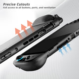 PlayVital PURE Grip Case for Nintendo Switch 2 – Shockproof TPU Cover Ergonomic Anti-Slip Grips Design & Thumbstick Caps - Black - JKUNTM001M2