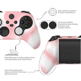 PlayVital Pink & White 3D Studded Edition Anti-slip Silicone Cover Skin for Xbox Series X Controller, Soft Rubber Case Protector for Xbox Series S Controller with 6 Black Thumb Grip Caps - SDX3025