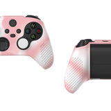 PlayVital Pink & White 3D Studded Edition Anti-slip Silicone Cover Skin for Xbox Series X Controller, Soft Rubber Case Protector for Xbox Series S Controller with 6 Black Thumb Grip Caps - SDX3025