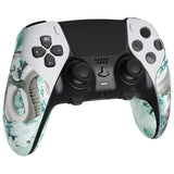 PlayVital Anti-Skid Sweat-Absorbent Controller Grip for ps5 Edge Wireless Controller, Professional Textured Soft PU Handle Grips Anti Sweat Protector for ps5 Edge Controller - Jade Dragon-Cloud Dominator - PFPJ154