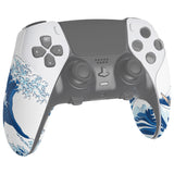 PlayVital Anti-Skid Sweat-Absorbent Controller Grip for ps5 Edge Wireless Controller, Professional Textured Soft PU Handle Grips Anti Sweat Protector for ps5 Edge Controller - The Great Wave off Kanagawa - PFPJ156