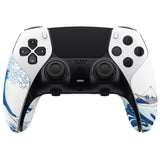 PlayVital Anti-Skid Sweat-Absorbent Controller Grip for ps5 Edge Wireless Controller, Professional Textured Soft PU Handle Grips Anti Sweat Protector for ps5 Edge Controller - The Great Wave off Kanagawa - PFPJ156