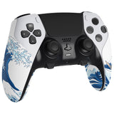 PlayVital Anti-Skid Sweat-Absorbent Controller Grip for ps5 Edge Wireless Controller, Professional Textured Soft PU Handle Grips Anti Sweat Protector for ps5 Edge Controller - The Great Wave off Kanagawa - PFPJ156