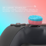 PlayVital Thumbs Cushion Caps Thumb Grips for PS5, for PS4, Thumbstick Grip Cover Joystick Caps for Xbox Series X/S, for Xbox One, Elite Series 2, for Switch Pro Controller - Puff Cloud Texture Design Aqua Blue & Coral Pink - PJM3099