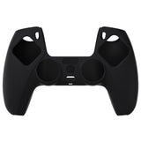 PlayVital Black Pure Series Anti-Slip Silicone Cover Skin for Playstation 5 Controller, Soft Rubber Case for PS5 Controller with Black Thumb Grip Caps - KOPF001