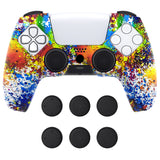 PlayVital Pure Series Colorful Splash Dockable Model Anti-Slip Silicone Cover Skin with 6 Thumb Grip Caps for ps5 Controller Fits with Charging Station - EKPFS002