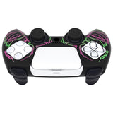 PlayVital Pure Series Carving Skull Pink & Green Dockable Model Anti-Slip Silicone Cover Skin with 6 Thumb Grip Caps for ps5 Controller Fits with Charging Station - EKPFL001