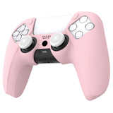 PlayVital Pure Series Ergonomic Anti-Slip Silicone Cover Skin for PS5 Controller, Soft Rubber Grip Case for PS5 Wireless Controller Fits with Charging Station with 6 Thumb Grip Caps - Cherry Blossoms Pink - EKPFP007