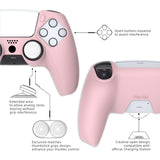 PlayVital Pure Series Ergonomic Anti-Slip Silicone Cover Skin for PS5 Controller, Soft Rubber Grip Case for PS5 Wireless Controller Fits with Charging Station with 6 Thumb Grip Caps - Cherry Blossoms Pink - EKPFP007