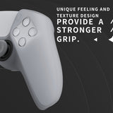 PlayVital Pure Series Ergonomic Anti-Slip Silicone Cover Skin for PS5 Controller, Soft Rubber Grip Case for PS5 Wireless Controller Fits with Charging Station with 6 Thumb Grip Caps - Clear White - EKPFP008