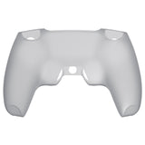 PlayVital Pure Series Ergonomic Anti-Slip Silicone Cover Skin for PS5 Controller, Soft Rubber Grip Case for PS5 Wireless Controller Fits with Charging Station with 6 Thumb Grip Caps - Clear White - EKPFP008