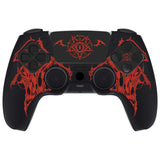 PlayVital Design for PS5 Controller Skin Cover Fit with Charging Station - Anti-Slip Silicone Controller Grip Case for PS5 with 6 Thumb Grip & Sticker, Pure Series Dockable Model - Wings Sigil Red - EKPFL008
