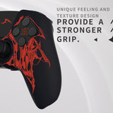 PlayVital Design for PS5 Controller Skin Cover Fit with Charging Station - Anti-Slip Silicone Controller Grip Case for PS5 with 6 Thumb Grip & Sticker, Pure Series Dockable Model - Wings Sigil Red - EKPFL008