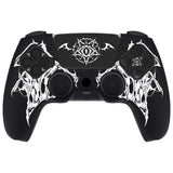 PlayVital Design for PS5 Controller Skin Cover Fit with Charging Station - Anti-Slip Silicone Controller Grip Case for PS5 with 6 Thumb Grip & Sticker, Pure Series Dockable Model - Wings Sigil White - EKPFL007