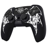 PlayVital Design for PS5 Controller Skin Cover Fit with Charging Station - Anti-Slip Silicone Controller Grip Case for PS5 with 6 Thumb Grip & Sticker, Pure Series Dockable Model - Wings Sigil White - EKPFL007