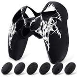 PlayVital Design for PS5 Controller Skin Cover Fit with Charging Station - Anti-Slip Silicone Controller Grip Case for PS5 with 6 Thumb Grip & Sticker, Pure Series Dockable Model - Wings Sigil White - EKPFL007