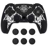 PlayVital Design for PS5 Controller Skin Cover Fit with Charging Station - Anti-Slip Silicone Controller Grip Case for PS5 with 6 Thumb Grip & Sticker, Pure Series Dockable Model - Wings Sigil White - EKPFL007