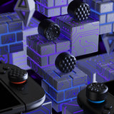 PlayVital QUANTUM Pro Ergonomic Thumbstick Grips for Nintendo Switch 2, Joystick Caps Thumb Grip for Joycon 2 - with 3 Height Convex and Concave - Diamond Grain & Crack Bomb Design - Black - WWYNTM031