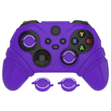 PlayVital Silicone Controller Cover for Xbox Series X/S with Thumbstick Cap & Sticker- Runes Edition Anti-Slip Grip Skin, Shockproof Protector for Xbox Core Wireless Controller - Purple - HUAX3P003