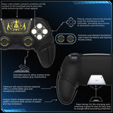 PlayVital Runes Edition Silicone Cover Skin for PS5 Controller with Thumb Grips & Touchpad Skin & D-pad Area Sticker, Compatible with PS5 Charging Dock - Black - FVEPFP001