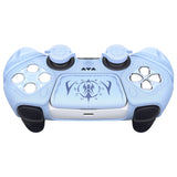 PlayVital Runes Edition Silicone Cover Skin for PS5 Controller with Thumb Grips & Touchpad Skin & D-pad Area Sticker, Compatible with PS5 Charging Dock - Blue - FVEPFP004