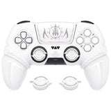 PlayVital Runes Edition Silicone Cover Skin for PS5 Controller with Thumb Grips & Touchpad Skin & D-pad Area Sticker, Compatible with PS5 Charging Dock - White - FVEPFP002