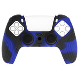 PlayVital Samurai Edition Blue & Black Anti-slip Controller Grip Silicone Skin, Ergonomic Soft Rubber Protective Case Cover for PlayStation 5 PS5 Controller with Black Thumb Stick Caps - BWPF017