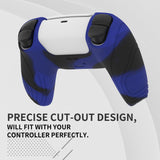 PlayVital Samurai Edition Blue & Black Anti-slip Controller Grip Silicone Skin, Ergonomic Soft Rubber Protective Case Cover for PlayStation 5 PS5 Controller with Black Thumb Stick Caps - BWPF017