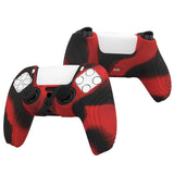 PlayVital Samurai Edition Red & Black Anti-slip Controller Grip Silicone Skin, Ergonomic Soft Rubber Protective Case Cover for PlayStation 5 PS5 Controller with Black Thumb Stick Caps - BWPF016