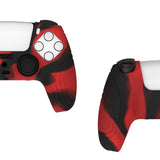 PlayVital Samurai Edition Red & Black Anti-slip Controller Grip Silicone Skin, Ergonomic Soft Rubber Protective Case Cover for PlayStation 5 PS5 Controller with Black Thumb Stick Caps - BWPF016