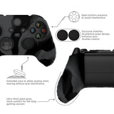 PlayVital Samurai Edition Dark Gray & Black Anti-slip Controller Grip Silicone Skin, Ergonomic Soft Rubber Protective Case Cover for Xbox Series S/X Controller with Black Thumb Stick Caps - WAX3025