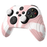 PlayVital Samurai Edition Pink & White Anti-slip Controller Grip Silicone Skin, Ergonomic Soft Rubber Protective Case Cover for Xbox Series S/X Controller with Black Thumb Stick Caps - WAX3026