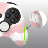 PlayVital Samurai Edition Pink & White Anti-slip Controller Grip Silicone Skin, Ergonomic Soft Rubber Protective Case Cover for Xbox Series S/X Controller with Black Thumb Stick Caps - WAX3026