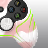 PlayVital Samurai Edition Pink & White Anti-slip Controller Grip Silicone Skin, Ergonomic Soft Rubber Protective Case Cover for Xbox Series S/X Controller with Black Thumb Stick Caps - WAX3026