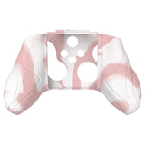 PlayVital Samurai Edition Pink & White Anti-slip Controller Grip Silicone Skin, Ergonomic Soft Rubber Protective Case Cover for Xbox Series S/X Controller with Black Thumb Stick Caps - WAX3026