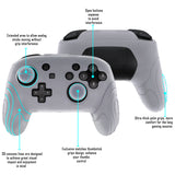 PlayVital Samurai Edition Ergonomic Silicone Skin Protective Case for Nintendo Switch Pro Controller, Soft Anti-slip Controller Grip Protector for Nintendo Switch Pro with Thumb Grip Caps - Clear White - EBNPP008